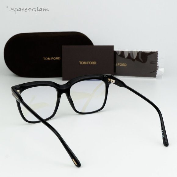 Tom Ford Women Eyeglasses Shiny Black Blue Block Square FT5768-B 001 BRAND NEW - Picture 8 of 8
